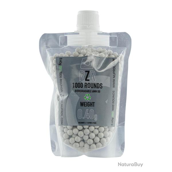 Billes Airsoft 6mm RZR 0,40g en sachet de 1000 bbs