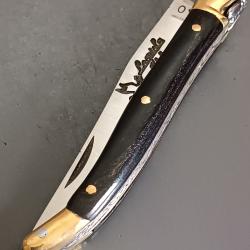 ANCIEN COUTEAU LAGUIOLE, THIERS, manche corne, guilloch&eacute;.