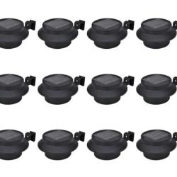 Lampes solaires LED noir plastique 12x6,35 cm &eacute;clairage automatique 12 pcs