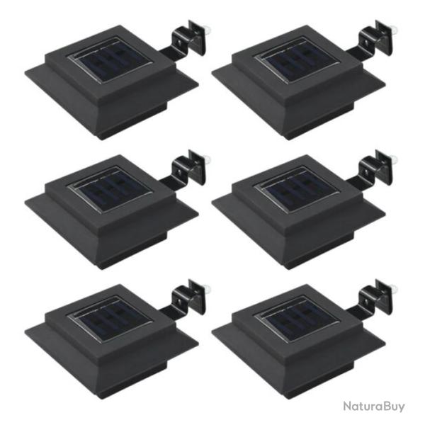 Lampes solaires LED ext�rieur noir 12x6,5 cm �clairage automatique 6 pcs