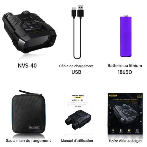 Jumelles Zoom Num�rique 6x 4K HD InfraRouge 850nm *Ench�re* Vision Nocturne 300m �cran 3 Pouces