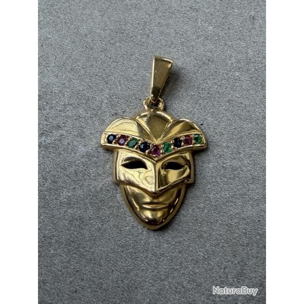 Pendentif "Masque V�nitien" en Or Jaune 18 Carats & Pierres