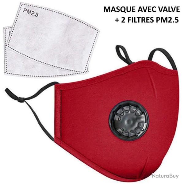 Masque de voyage avec filtre PM2.5 rouge