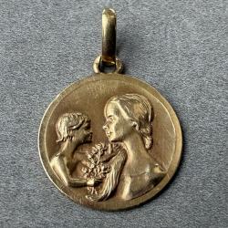 M&eacute;daille d'amour en or 18 carats - Maman - m&egrave;re