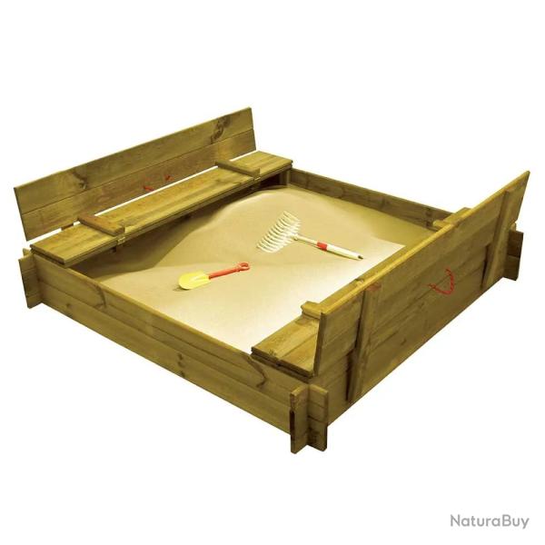Bac � sable bois autoclave avec couvercle 120 x 120 cm