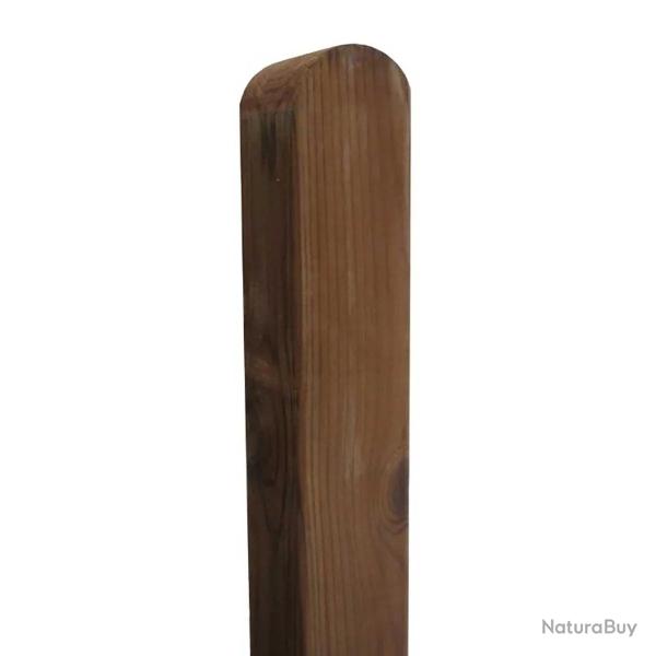 Poteau en bois de pin t�te arrondie 7x7x180 cm pour cl�ture