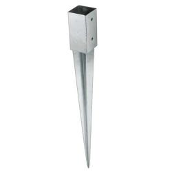 Support de poteau bois &agrave; enfoncer 7,1x7,1 cm - Acier galvanis&eacute;
