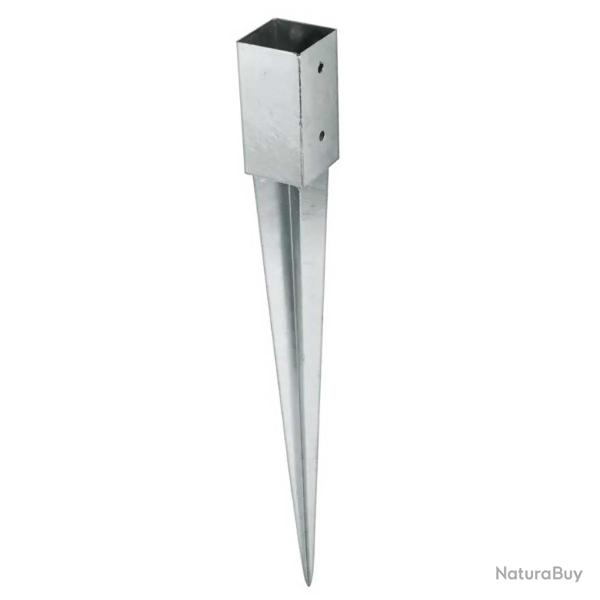 Support de poteau bois � enfoncer 7,1x7,1 cm - Acier galvanis�