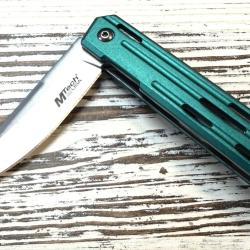 Couteau Semi Automatic Mtech Persian Teal A/O Lame Acier 3Cr13 Manche Alu Linerlock Clip