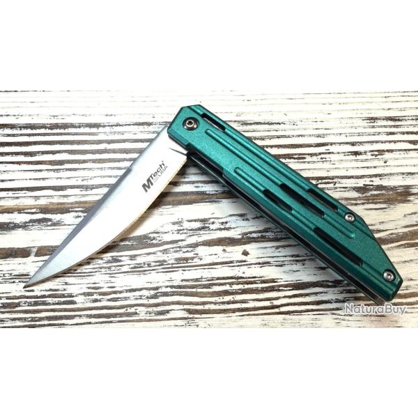 Couteau Semi Automatic Mtech Persian Teal A/O Lame Acier 3Cr13 Manche Alu Linerlock Clip