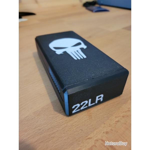 Boite � munitions 22LR noire motif Punisher blanc
