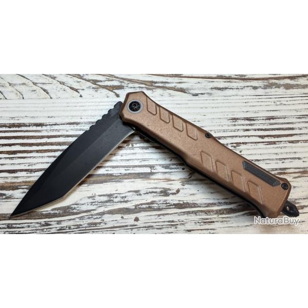Couteau Tactical Urban MTech A/O Lame Tanto Acier 3Cr13 Manche Alu Gray Linerlock Brise Vitres Clip