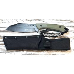 Couteau de Survie Bushcraft Elk Ridge Lame Acier 3Cr13MoV Black Oxide Manche Green Nylon Etui Nylon
