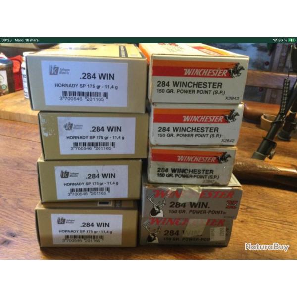 Lot de munitions cal 284 winchester