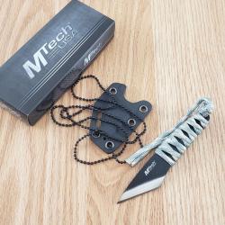 Couteau de Cou Mtech Kiridashi Tanto Lame Acier 3Cr13 Manche Paracorde Etui Kydex