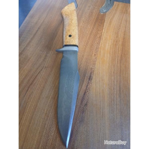 Superbe bowie forge damas couche 90cmv8/15n20 manche loupe de robinier