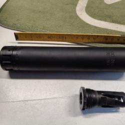 Silencieux OCEANIA DEFENCE en INCONEL 7.62 / .308. 300 BLK ratchet lock et son cache flamme cyclone