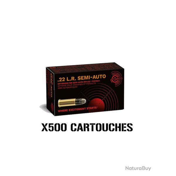 LOT DE 500 CARTOUCHES GECO .22LR SEMI-AUTO