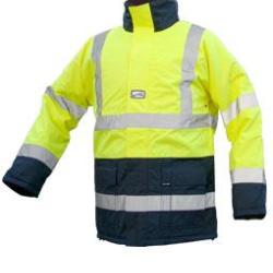 PARKA HAUTE VISIBILITE SECURITE ECOLE JAUNE NOIR AVEC MARQUAGE