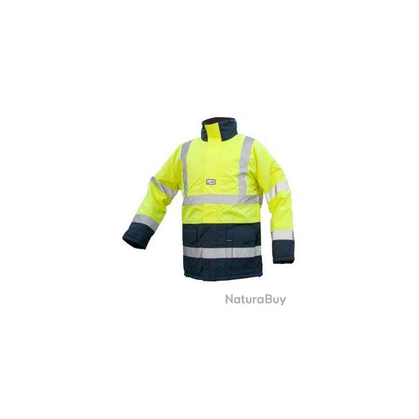 PARKA HAUTE VISIBILITE SECURITE ECOLE JAUNE NOIR AVEC MARQUAGE