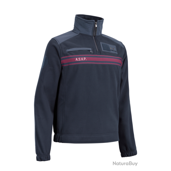 PULLOVER POLAIRE X3 ASVP + BANDES BORDEAUX EN MAILLE