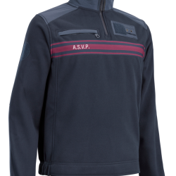 PULLOVER POLAIRE X3 - ASVP + BANDES BORDEAUX EN MAILLE- TAILLE 3XL