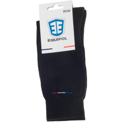 Mi-chaussette coton biologique coloris semelle bouclette noir T 43-47