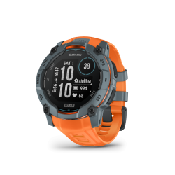 MONTRE GPS MULTI-FONCTIONS&nbsp; GARMIN INSTINCT 3 SOLAR 50 BLEUE BRACELET ORANGE