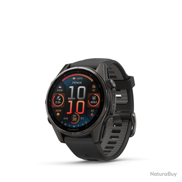 MONTRE GPS GARMIN FENIX 8 AMOLED 43 SAPHIR TITANE DLC B. NOIR