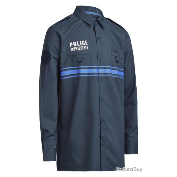 CHEMISE RESPIRANTE ML BLEU MARINE -PM -BANDES GITANES/VELCRO/PATTE MICRO - T.XXL