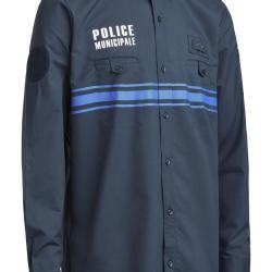 CHEMISE RESPIRANTE ML BLEU MARINE -PM -BANDES GITANES/VELCRO/PATTE MICRO - T.L