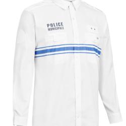 CHEMISE RESPIRANTE ML BLANC - PM -BANDES GITANES/VELCRO/PATTE MICRO - T.XL