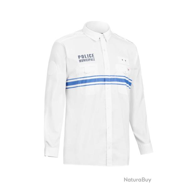 CHEMISE RESPIRANTE ML BLANC - PM -BANDES GITANES/VELCRO/PATTE MICRO - T.5XL