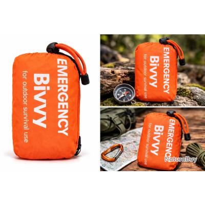 Lot de 2 sacs de couchage d'urgence pour la survie, sac de bivouac, sac