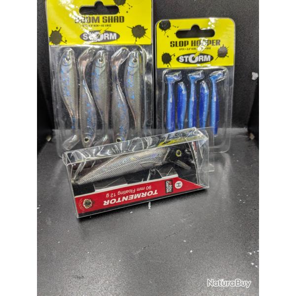 Lot442 /leurre ABU GARCIA tormentor + 2 BLISTERS STORM.