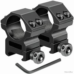 LOT DE 2 COLLIERS DE MONTAGE 25,4 MM POUR LUNETTE DE TIR - POUR RAIL 20MM