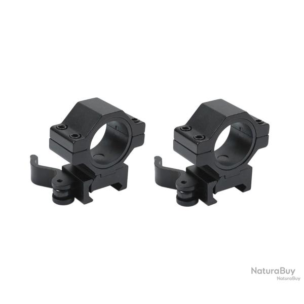 LOT DE 2 COLLIERS DE MONTAGE AMOVIBLES PICATINNY - 25,4 MM ET 30 MM