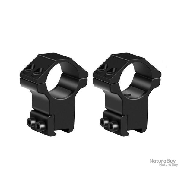 LOT DE 2 COLLIERS DE MONTAGE PROFIL HAUT POUR LUNETTE DE TIR 25,4 MM - RAIL 11 MM