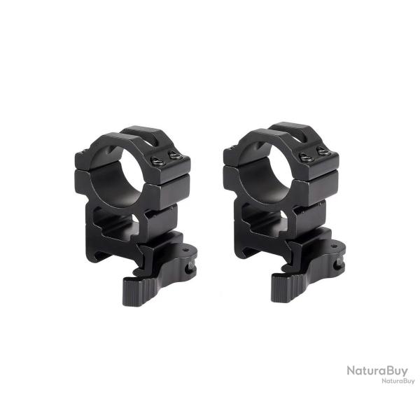 LOT DE 2 COLLIERS DE MONTAGE 25,4mm PROFIL HAUT POUR RAIL 20 MM