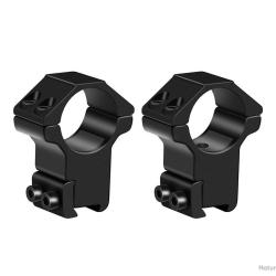 LOT DE 2 COLLIERS DE MONTAGE PROFIL HAUT POUR LUNETTE DE VIS&Eacute;E 30 MM - RAIL 11 MM
