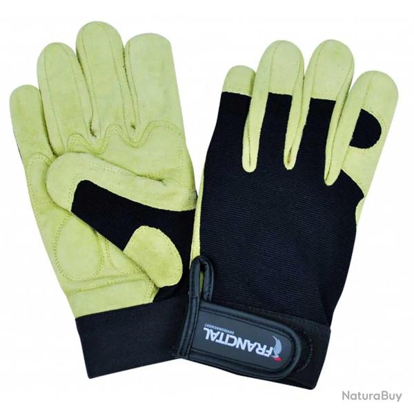 Gants de b�cheron en cuir de ch�vre - Protection m�canique - Beige et Noir Taille 9