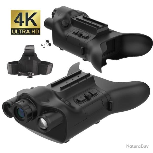 Jumelles Vision Nocturne 4K NVGBO8 WiFi Infrarouge 1200m Casque Chasse Camping Enregistrement Vid�o