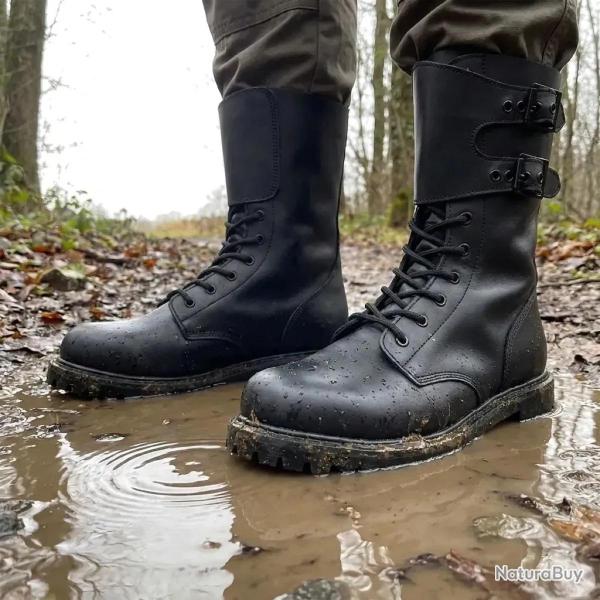 Rangers Militaires Cuir Noir Semelle Goodyear� Homme DCA France