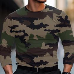 T shirt Homme Camo CE Manches Longues 100 Coton Peign&eacute; 180g m&sup2;