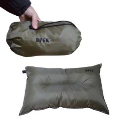 Oreiller Auto-Gonflable Vert Arm&eacute;e - Confort Nomade en Polyester Ripstop