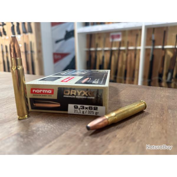 1  BOITES DE MUNITIONS NORMA  9.3X 62 ORYX 21.1GR