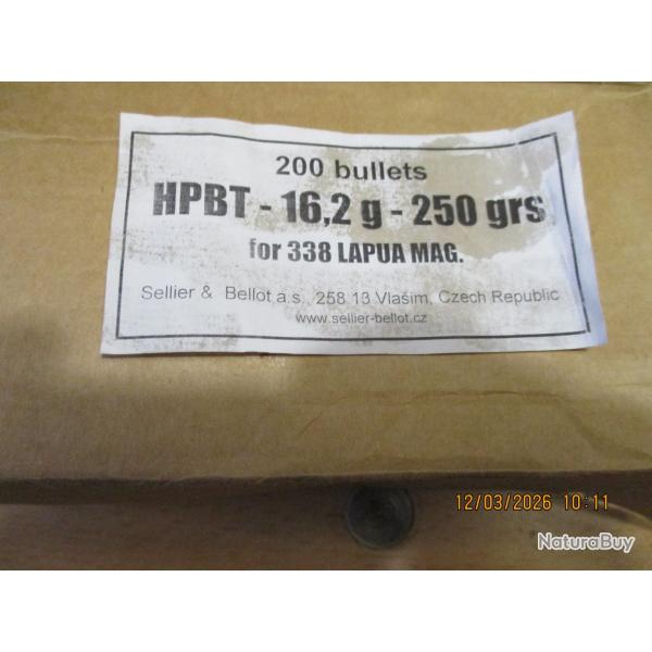130 Ogives 338 HPBT. Sellier&Bellot 250 grains