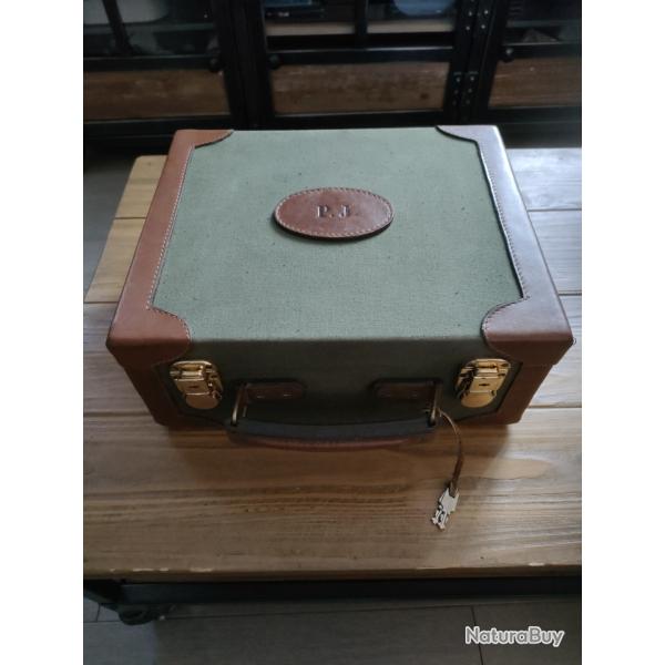 Malette a cartouches type Alexandre Mareuil tissus et cuir