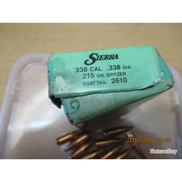 15 Ogives SIERRA Game King. Spitzer Boat tail 215 grains