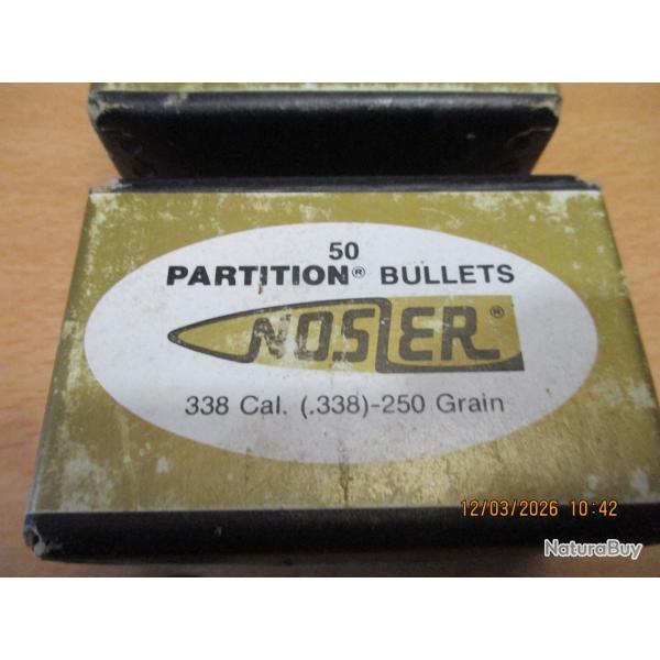 50 Ogives NOSLER PARTITION 338 / 250 grains